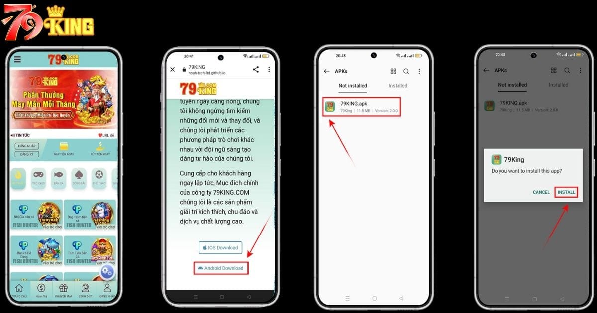 Các bước tải 79KING trên Samsung
