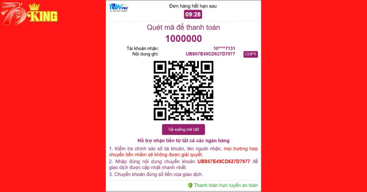 Quét mã để chuyển tiền nhanh cho 79KING