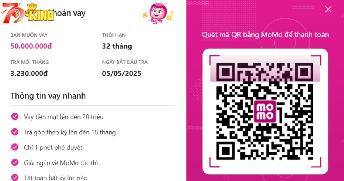 Vay tiền Momo nạp chơi 79KING - Nhanh chóng hạn mức cao